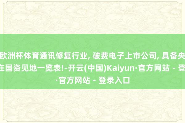 欧洲杯体育通讯修复行业, 破费电子上市公司, 具备央企, 所在国资见地一览表!-开云(中国)Kaiy