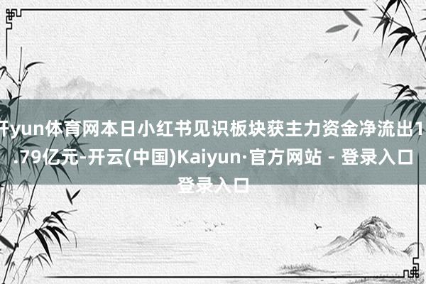 开yun体育网本日小红书见识板块获主力资金净流出13.79亿元-开云(中国)Kaiyun·官方网站 - 登录入口