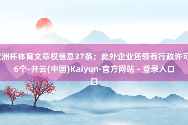 欧洲杯体育文章权信息37条;此外企业还领有行政许可76个-开云(中国)Kaiyun·官方网站 - 登录入口