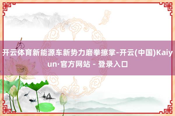 开云体育新能源车新势力磨拳擦掌-开云(中国)Kaiyun·官方网站 - 登录入口