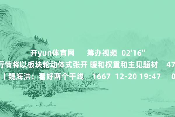 开yun体育网 筹办视频 02'16'' 精选丨程毅敏:跨年行情将以板块轮动体式张开 暖和权重和主见题材 47 昨天 21:07 03'33'' 精选丨魏海洪:看好两个干线 1667 12-20 19:47 01'55'' 精选丨魏海洪:积极布局 欢迎跨年行情和春季行情的到来 559 12-20 19:47 03'41'' 精选丨魏海洪:多重身分重叠 跨年行情值得期待 原创 1785 12-06 21:21 03'55'' 精选丨杨德龙:阛阓“三重拐点”变成共振 跨年行情呼之欲出 原创 682 12-06 21:22 一财最热 点击关闭-开云(中国)Kaiyun·官方网站 - 登录入口